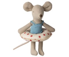 Plážová myška s plavákom Malá sestra Red dots