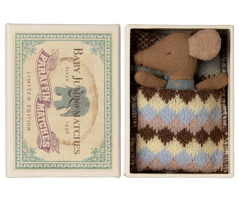 Myška Baby v škatuľke od zápaliek Blue