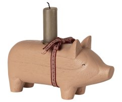 Drevený svietnik prasiatko Medium Rose