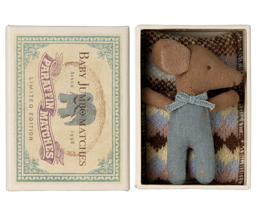 Myška Baby v škatuľke od zápaliek Blue